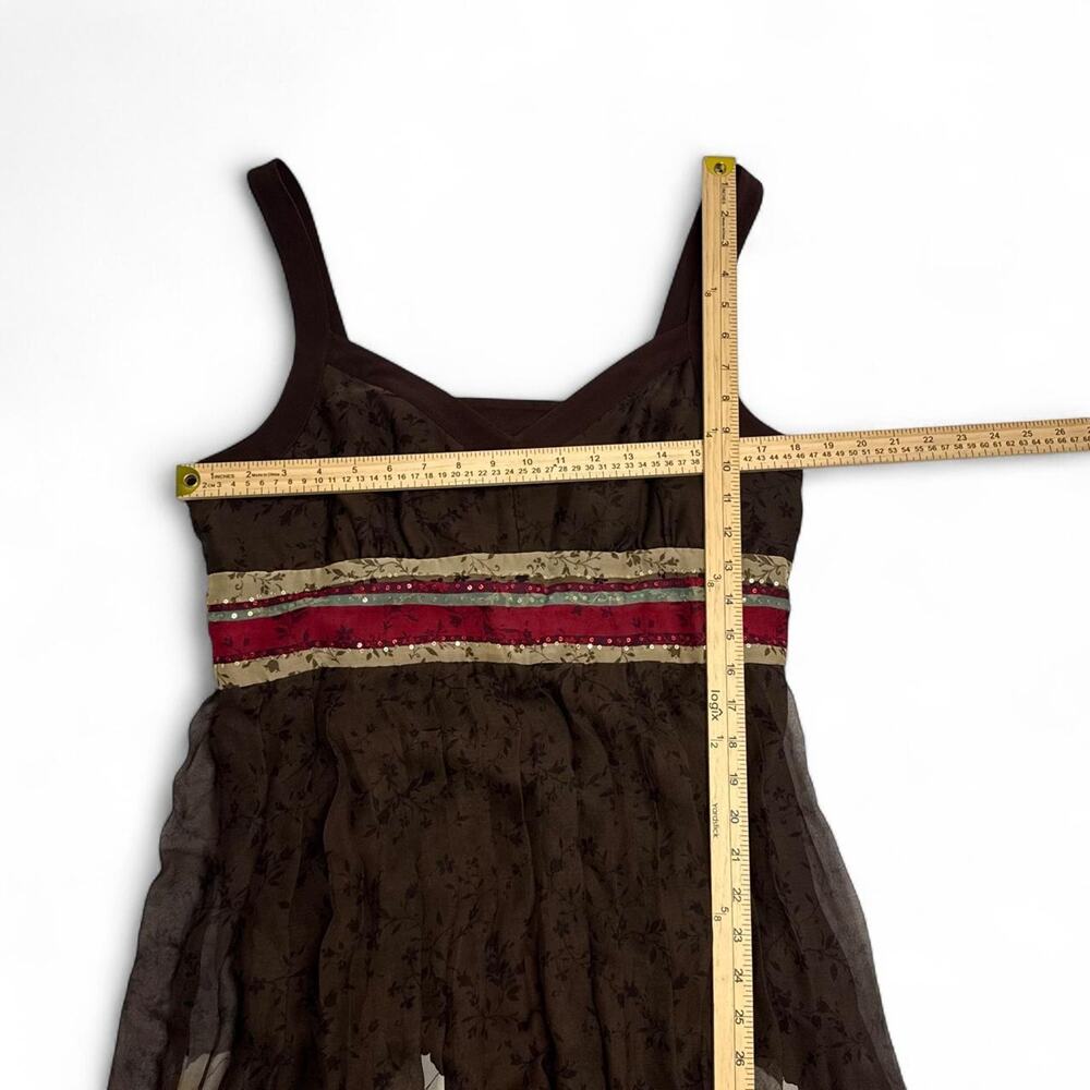 Brown floral maxi dress By Robbi Bee size large with red and beige floral print - Picture 5 of 7